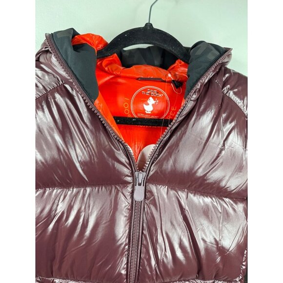 New Save the Duck Short Jacket Puffer Hooded Burgundy Size XS - Picture 5 of 8